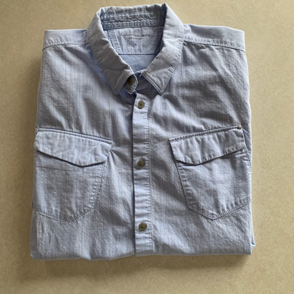 Calvin Klein Light Blue Short-Sleeve Denim Shirt